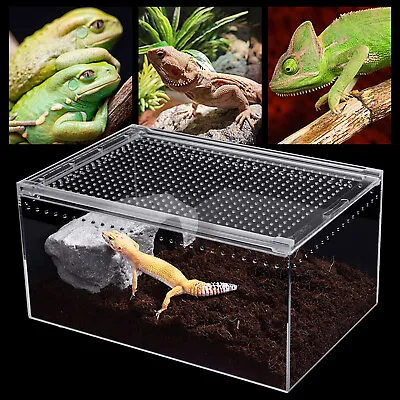 Transparent Pet Feeding Box Large Size Acrylic Plant Pet Reptile Terrarium Tank • $35.15