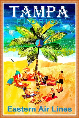 Tampa Florida Eastern Air Lines New Retro Mid Century Poster Beach Art Print 278 • $37.50