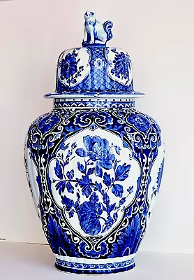 DELFT XL GINGER JAR LIDDED VASE 18.5 INCHES EXCELLENT By ROYAL SPHINX HOLLAND • $189