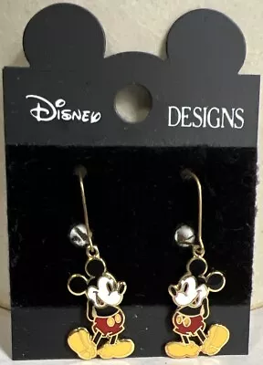 Disney Designs Hold Tone & Enamel Mickey Mouse Pierced Dangle Earrings ~NWT • $9.50