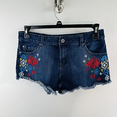 Freestyle Revolution Cut Off Southwest Embroidered Denim Shorts Juniors Size 13 • $19.99
