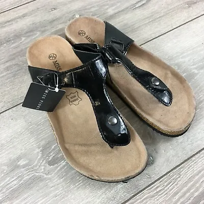£8.95 • Buy Miss Fiori Toe Shoes Ladies Sandals PU UK 5 EU 38 Leather Socks Black R541-13