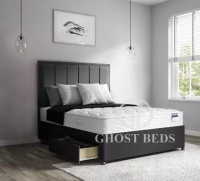 £179.99 • Buy New Lola Plush Velvet Divan Bed With Memory Mattress & 24  Luxury Headboard