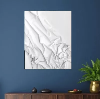 Minimal Textured Wall Art White Plaster Texture Fabric Abstract 60 X 50 • £30