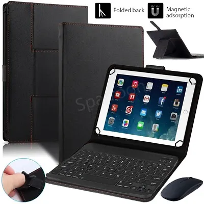For 10/10.1 Inch Android Tablet Universal Leather Case Bluetooth Keyboard Mouse • $25.64