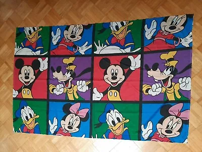 VTG Disney Mickey Mouse Goofy Curtains Drapes 2 Pc Color Block 1 Panel 1 Valance • $12.95