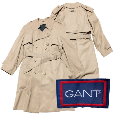 $47.56 • Buy Gant Trench Coat Jacket Men's 42 Tan Removable Lining Belted Button Vintage