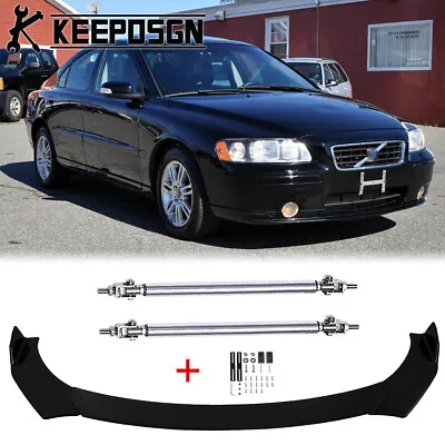 For VOLVO S60 2000-2009 Gloss Front Bumper Lip Splitter Under Chin W/ Strut Rods • $65.34