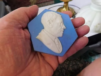 Vintage Woodrow Wilson  Blue Mosaic Tile Bust Old Estate Pottery • $5.95