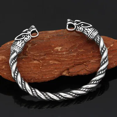 Norse Vinking Silver Wolf Bracelet For Men Retro Dragon Bangles Jewelry Gift • $8.54