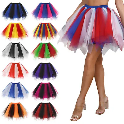 Women's Short Tutu Ballet Skirt Tulle Party Vintage Petticoat Multi-Layer Skirts • $14.71