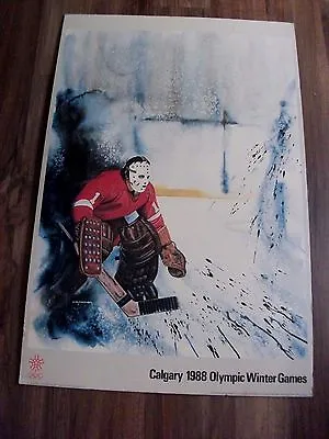 1988 Calgary Winter Olympic Hockey Poster Vintage Fiberglass Goalie Mask 24 X 36 • $199.99