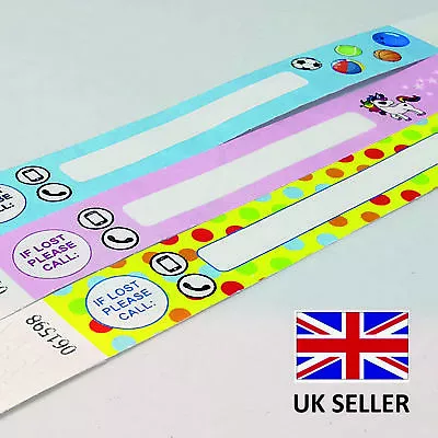 TYVEK Paper ID Security KIDS CHILD IF LOST Safety Wristbands • £5.39