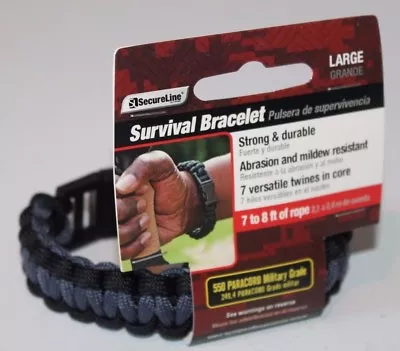 SecureLine Lehigh Survival Bracelet Military Grade Nylon Paracord Large Black • $7.50