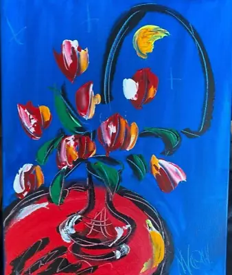 FLOWERS  By Mark Kazav Pop Art Abstract Modern CANVAS Original   TFF3FG • $57.77