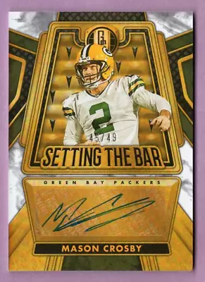 2023 Panini Gold Standard Setting The Bar Mason Crosby Auto #ed /49 Packers Ssp • $29.99