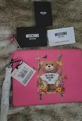 Moschino Teddy Garland Swing Wristlet/pouch Bag Pink NWT AUTHENTIC • $217