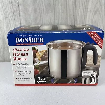 Brand New BonJour All-In-One Double Boiler 1.5 Quart Stainless Steel  • $46.71