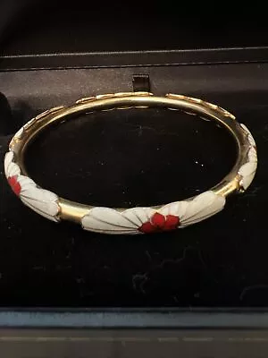 Vintage Cloisonné Red Poppy Bangle Bracelet  • $18.95