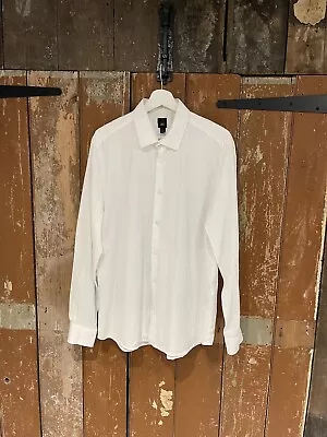 River Island Shirt Button-Up Long Sleeve Men's Size Large Egyptian Cotton White • £9.99