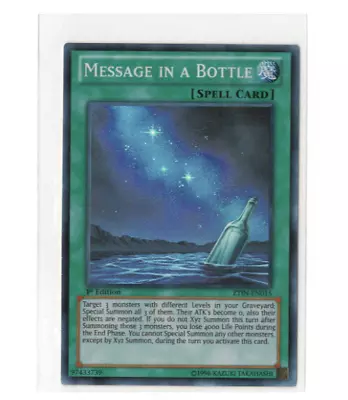 YuGiOh! Message In A Bottle ZTIN-EN015 1st Edition Super Rare LP • $1.99