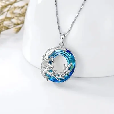 Rainbow Mystical Fire Topaz 925 Sterling Silver Charms Phoenix Pendant Necklace • $19.74