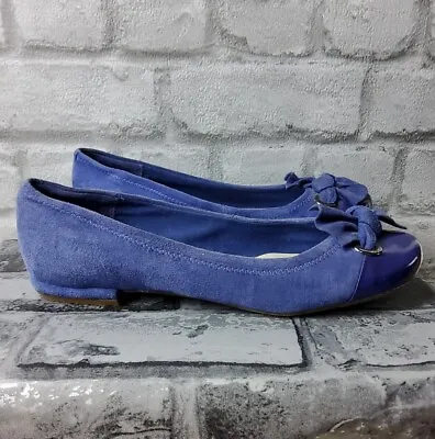 Clarks Cushion Soft Blue Suede Leather Comfort Ballerina Shoes Uk 5 • £12.99