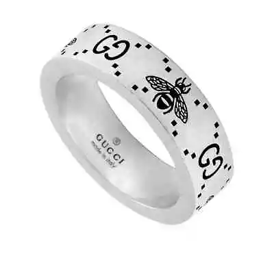 Gucci Sterling Silver GG And Bee Engraved Ring • $272.80