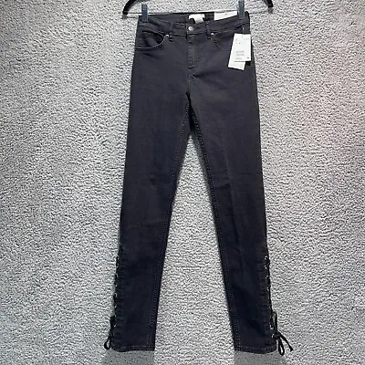H&M New With Tags Woman Jeans Sz Mid Rise Skinny Leg Black Stretch Denim Jeans • $11.89