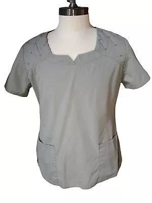 Sz L Baby Phat Womens Scrub Top Grey With Silver Studs • $9