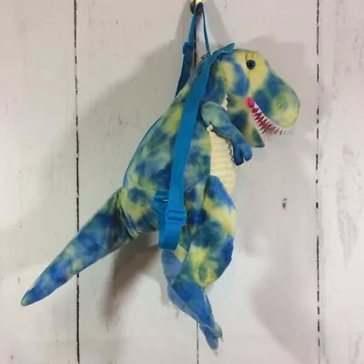 T-Rex Dinosaur Blue Plush Kids Childs Backpack Adjustable Straps Travel Toy Bag • $14.84