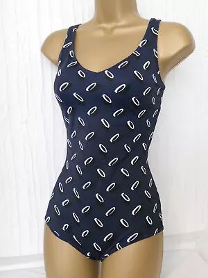 White / Navy Marks & Spencer M&s Swimsuit Size 14 Low Leg Swimwear • £4.99