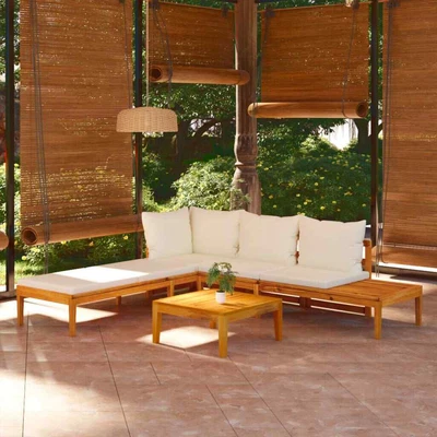 $945.74 • Buy 3 Piece Garden Lounge Set With Cream White Cushions Acacia Wood BrandNew 584