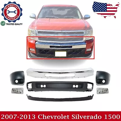 Front Bumper Kit +Valance +Fog Lights + End Cap For 2007-13 Chevy Silverado 1500 • $356.59
