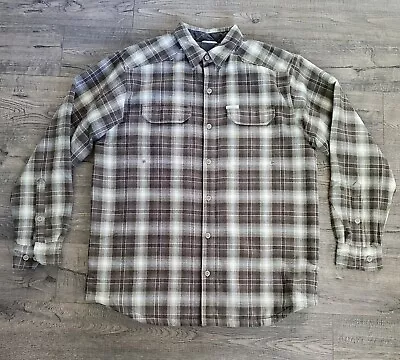 Plaid Columbia Fleece Lined Heavy Flannel Shacket Button Sz L • $22