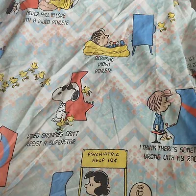 Vintage 1971 Peanuts Snoopy Charlie Brown &Gang Video Game Twin Bed Fitted Sheet • $19.99