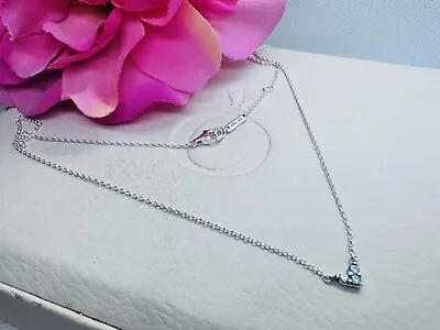 Pandora Triple Stone Heart Collier Necklace # 393014C01 45cm Like New Silver • $69