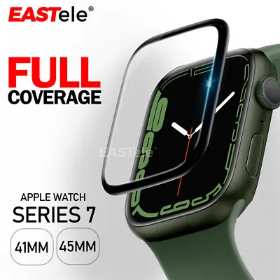 $6.95 • Buy For Apple Watch Series 8 7 41mm 45mm Full Cover Tempered Glass Screen Protector