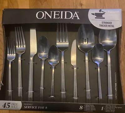 Oneida Reverso 45-Piece Forged Stainless Flatware Silverware Set Service For 8 • $64.99