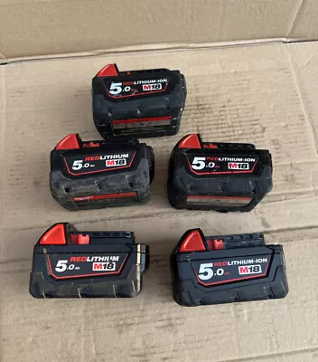 £48.50 • Buy Original Milwaukee M18B5 18v 5.0Ah Li-ion Battery/ Uk Stock With Indicator Light