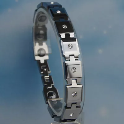 10mm Width  Full Cz Paved Heavy Hi-tech Scratch Proof Magnetic Tungsten Bracelet • $31.99