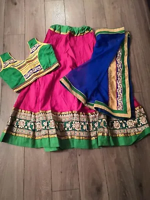 Indian Navratri Bollywood Chaniya Lengha Ghagra Chaniya Choli Set Size 32 • £11.99