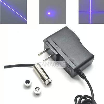 3 In1(DOT/Line/Cross) 50mW 405nm Focusable Violet/Blue Laser Module W/AC Adapter • £18.82