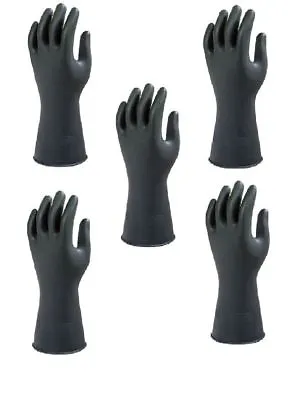 5 Pairs Ansell Marigold Black Heavy Duty Thick Strong Household Rubber Gloves • £19.98