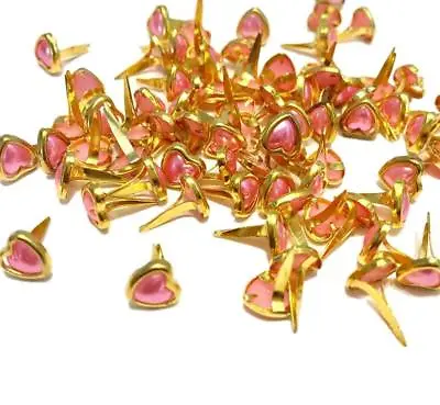 BRADS FOR CRAFTS & SCRAPBOOKING HEART PINK PEARL BRADS 6MM X 8MM APROX 50 • £5.34