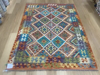 Oriental Handmade Turkish Wool Kilim Rug Room Floor Hallway Decor Runner 196x146 • $990