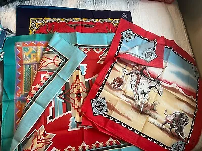 Vintage Southwestern Native Cowboy Unicorn Bandana Hanky Lot Of 7- USA • $29.99