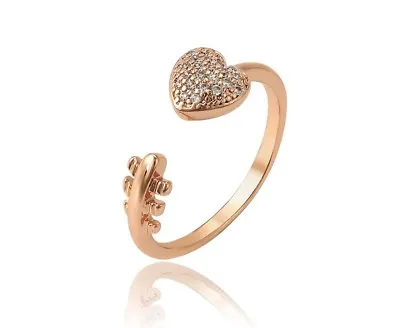9ct 9k Rose Gold Plated Thumb Finger MIdi Toe Adjustable Heart Ring Size M 1219 • £7.99