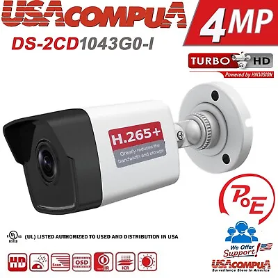 Hikvision 4MP POE Bullet H.265+ DS-2CD1041-I Outdoor Network Camera WDR EXIR • $79.95