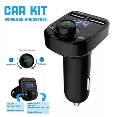 Car Wireless Bluetooth FM Transmitter MP3 Player 2 USB Car Charger Adapter Aux • £6.99